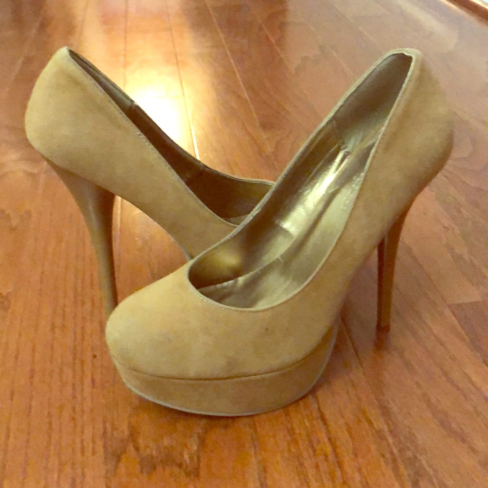 Tan platform heels